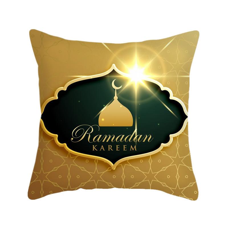 Home Decor Ramadan Kareem Lantern & Crescent Pillow Covers Pattern Cushion Cover Suitable For Sofa Bedroom Car Pillow Cover