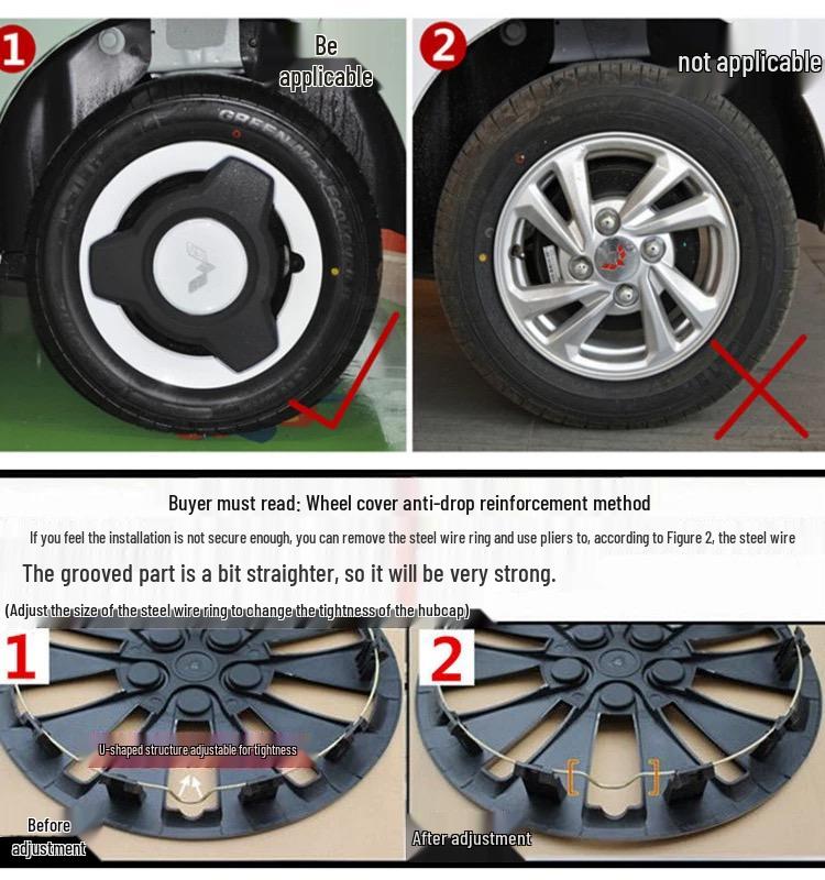 Wuling Hongguang Mini Macaron 12" Poklice: Kryt ocelového kola pro úpravu auta