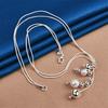 Elegant 925 Sterling Silver Exquisite Multi-Bead Pendant Snake Chain Necklace for Women Fashion Party Wedding Gift Jewelry