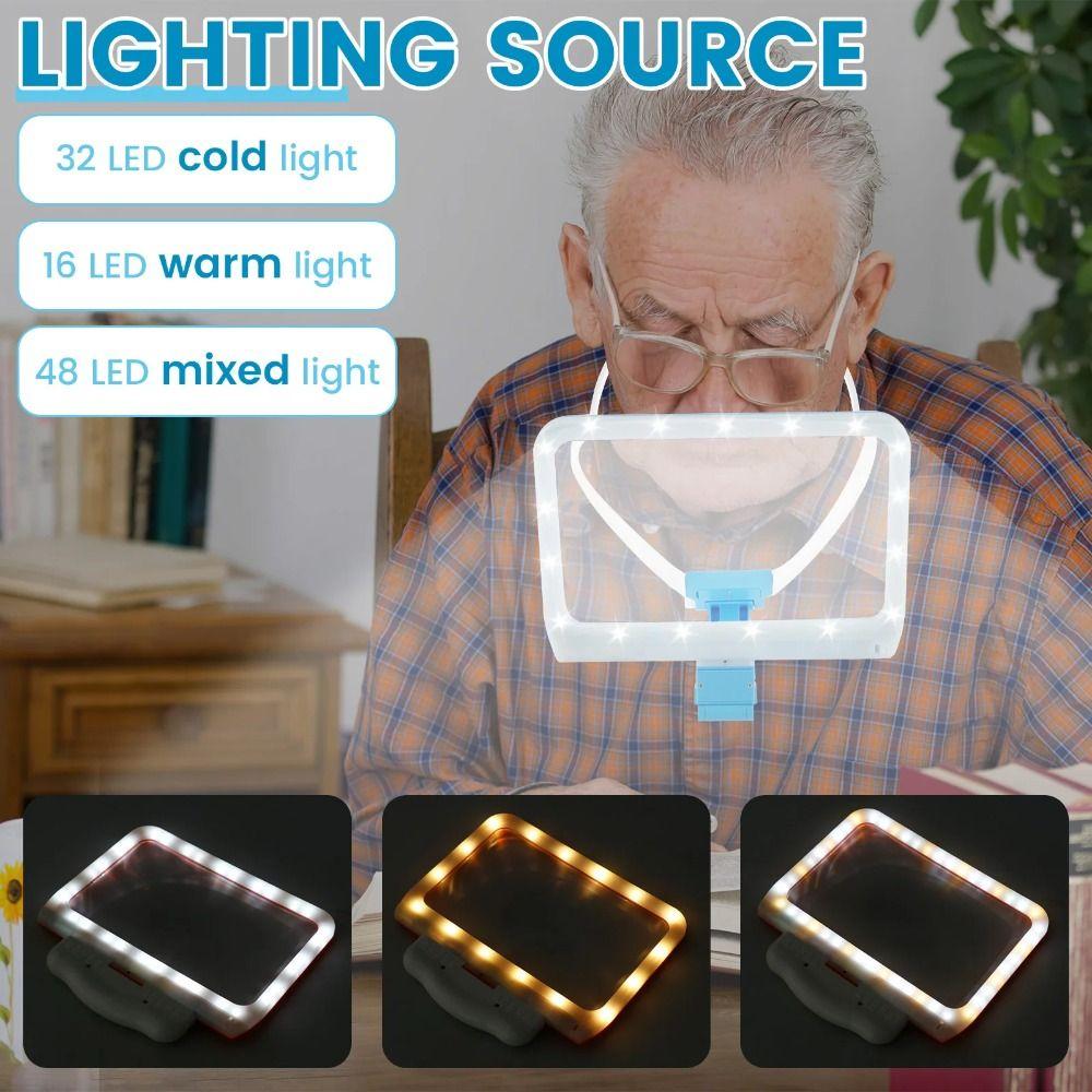3AAA Battery/USB Power 5X LED Large Magnifier 48 LED Full Book Page Magnifier  Elder