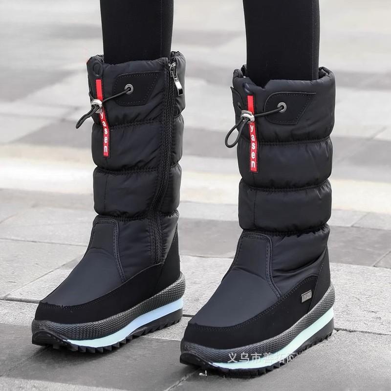 New Women's Thick Snow Boots Women's Warm Waterproof Zipper Boots Non-slip Plus Size Women's Shoes