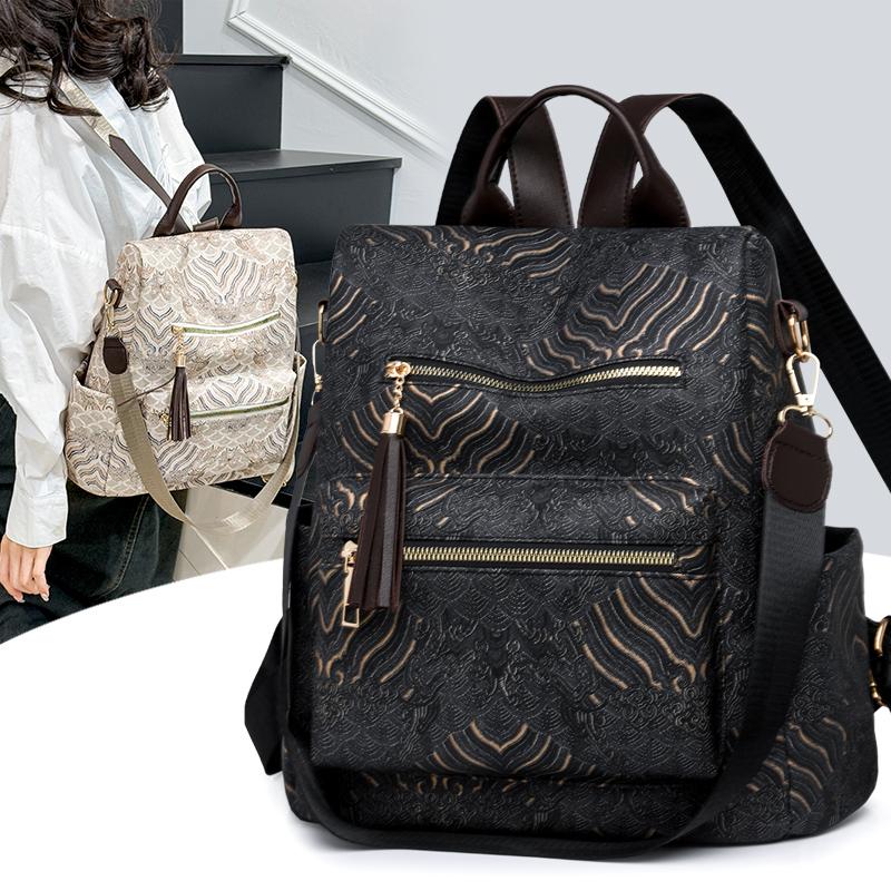 

Women s Backpack Multi-functional Shoulder Handbag Crossbody Bag бежевий