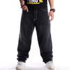Męskie Luźne Czarne Jeansy Trendy Uliczne Prane Spodnie Baggy Jeansy Dla Mężczyzn Hiphop Skateboard Spodnie Denim Rozmiar w Pasie 30-46 Cal