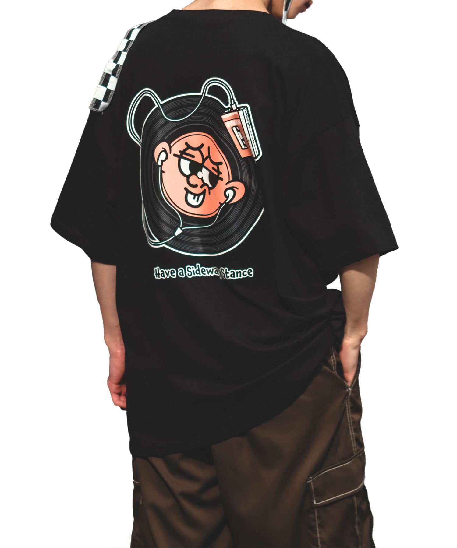 

IMPROMES Casual SIDEWAYSTANCE Short Sleeve Record Print T-Shirt, Men s, Black