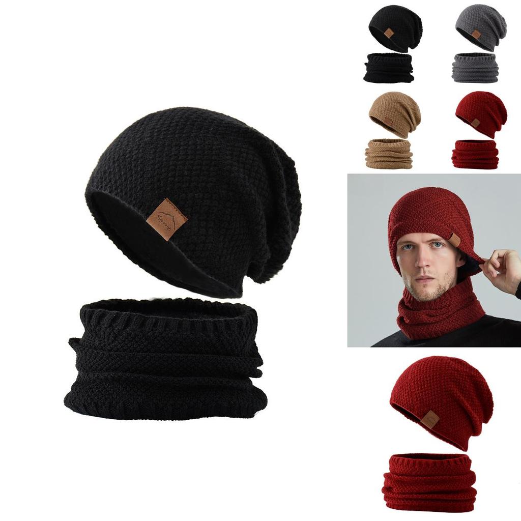 Knitted Mens Winter Beanie With Neck Warmer For Cold Weather Outdoor Activities