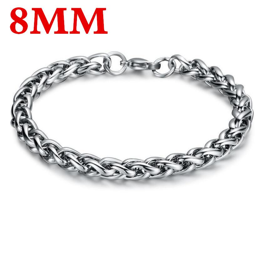 HNSP 3MM-8MM Edelstahl Handkette Gedrehtes Armband Für Männer Zirkon Punk Accessoires Armbänder Männlich