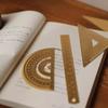 Metal Brass Straight Ruler Vintage Triangle Protractor Measuring Tool Kawaii Painting Drafting Supplies Korean Stationery Office