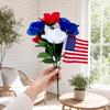 Yousheng Independence Day UV Resistant Faux Flowers, 4th of July Artificial Flower, 250th Anniversary Artificial Bouquet, Red White Blue Patriotic
