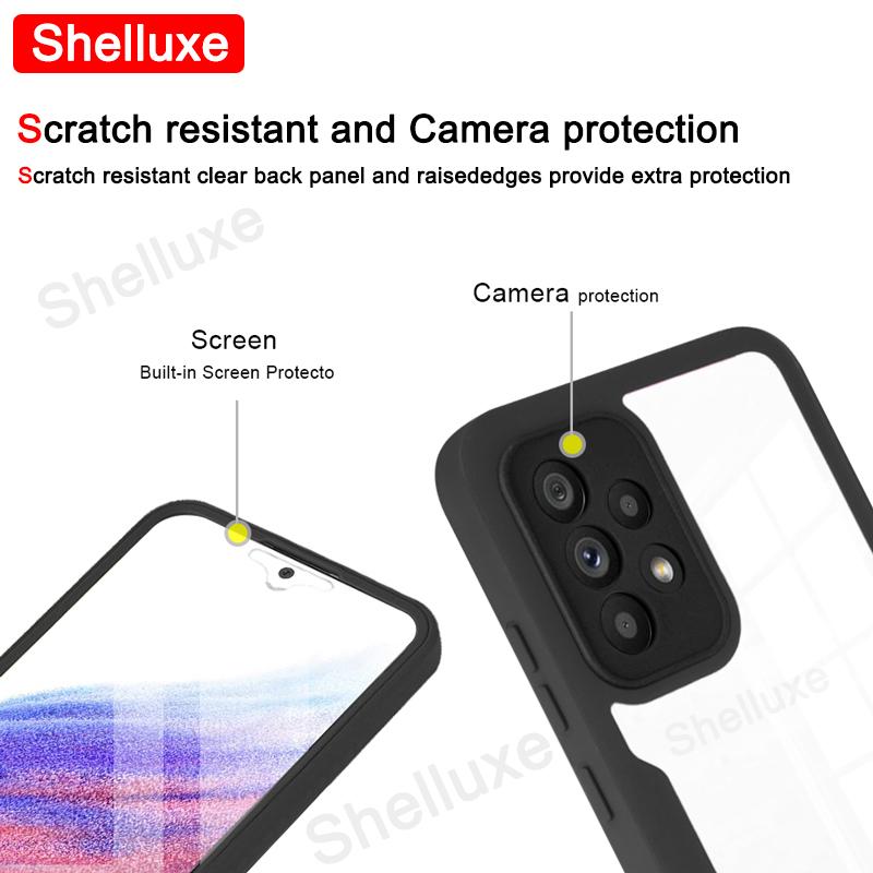 360 Heltäckande Framsida+Baksida Genomskinligt Skal Shelluxe För Samsung Galaxy A72 A52 A52S A32 A22 A73 A53 A33 A13 Silikon Dubbelsidigt Skydd