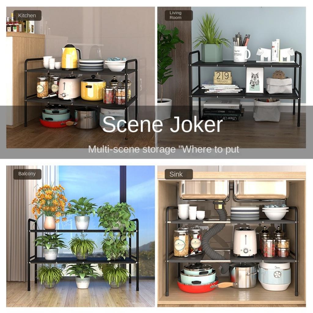 Expandable Kitchen Under Sink Shelf Flexible Layered Rack Cabinet Organizer Sundries Telescopic Holder Spice Rack Pot Storage