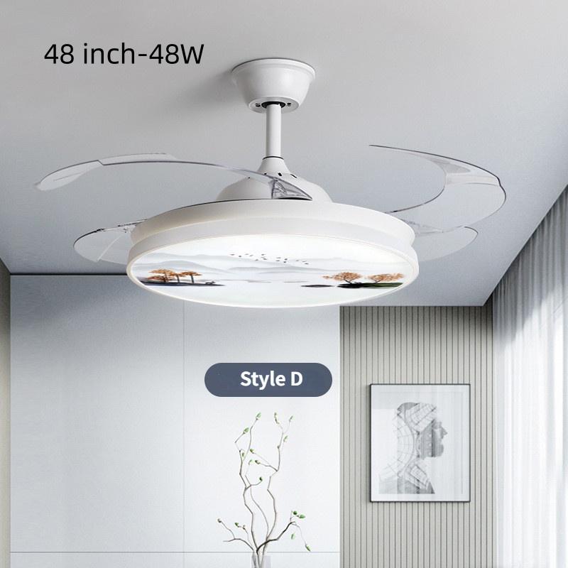 36W/48W Bedroom Invisible Silent Fan Light Simple Ceiling Fan Lamps With Remote Control Household Intelligent Integrated Ceiling Fan With Light