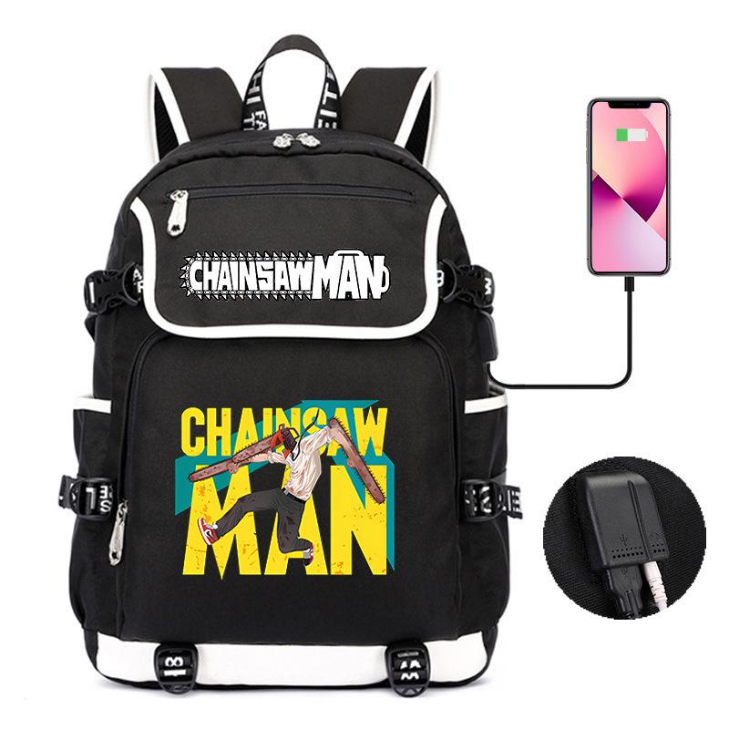 Chainsaw Man Backpack Teen Student School Bag Usb Computer Bag