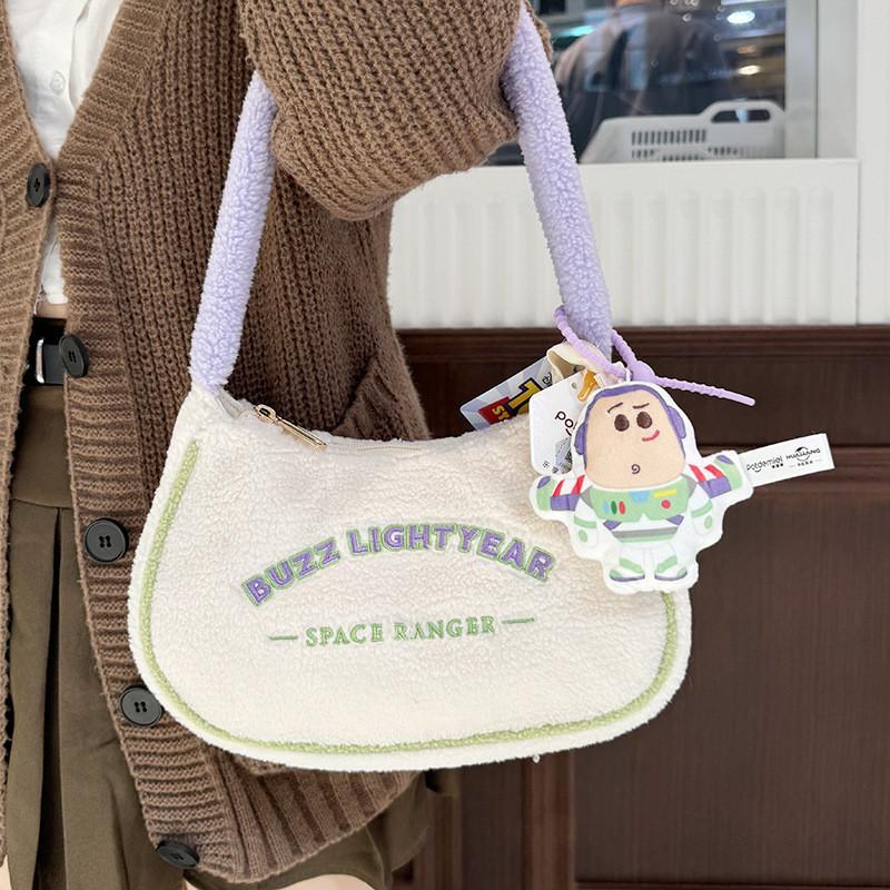 Cute Buzz Lightyear Ham Pig Shoulder Handbag Armpit Fluffy Bag Plush Crossbody Tote Bag Winter Buzz Lightyear