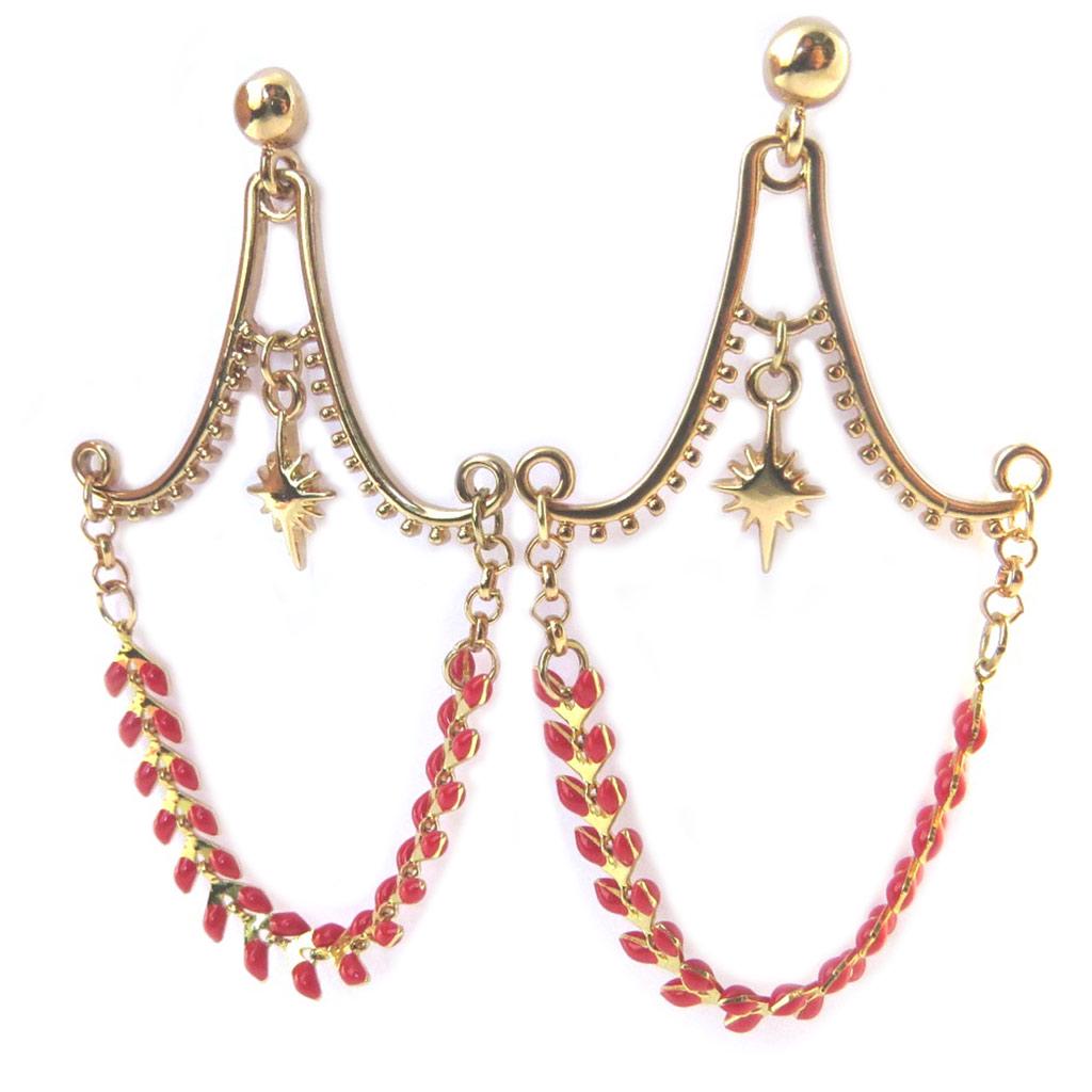 Les Trésors De Lily [P1906] - Artisanal Earrings 'Azuni' Golden Red (handmade)