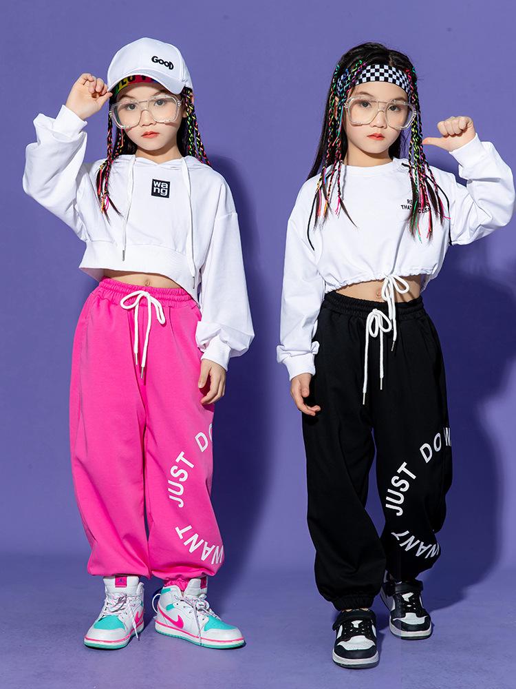 Kids' Hip Hop Dance Outfits: Boys & Girls Spring/Autumn Performance Wear with Crop Tops and Sweatpants