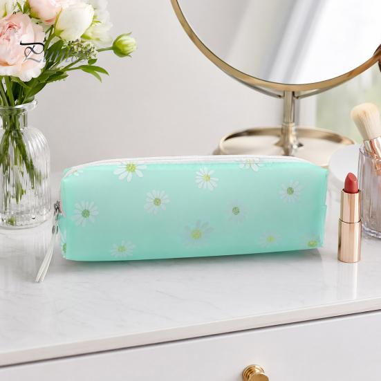Waterproof Pencil Bag Flower Case, Large Capacity PVC Pen Pouch, Case Stationery for Students, School Supplies Organizer Long Compartment