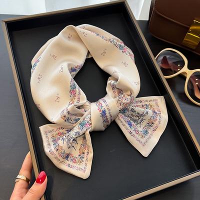 Korean Style Emulated Silk Scarf for Women with Shirt Suit Spring and Autumn Decorative Scarf Scarf Hair Strap