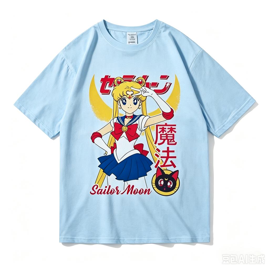 2026 Neuer Stil Sailor Moon Thema Retro Süß Cool 100% Reine Baumwolle Bedrucktes Kinder T-Shirt Sommer Lässige Oberteile