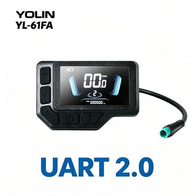 YOLIN YL-61FA 2,4 Zoll Farb-VA E-Bike Display, UART 2.0 (Kompatibel 1.0) Dashboard-Bildschirm, IP66 Wasserdicht 255 Nits Zubehör für Elektrofahrräder