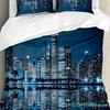 Urban 3pcs Bedding Set Manhattan Sunset Skyline New York City Duvet Cover Set Bed Set Quilt Cover Pillow Case Comforter Cover