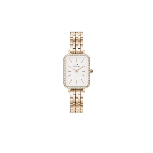 

[Official Shop/2-Year Warranty] Daniel Wellington DW Women s Watch with Quadro Lumine Bezel, 20X26 RG, 5-Link, White. Elegant, Luxury Watch. A Popular