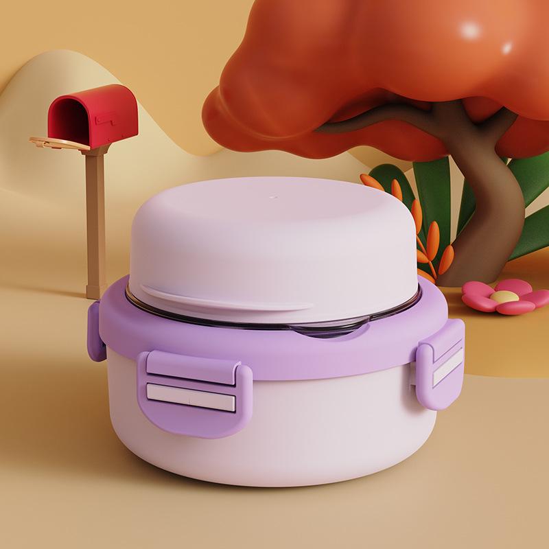 

Детский набор ланч-боксов из нержавеющей стали Douyajia - круглая посуда для пикников и обедов