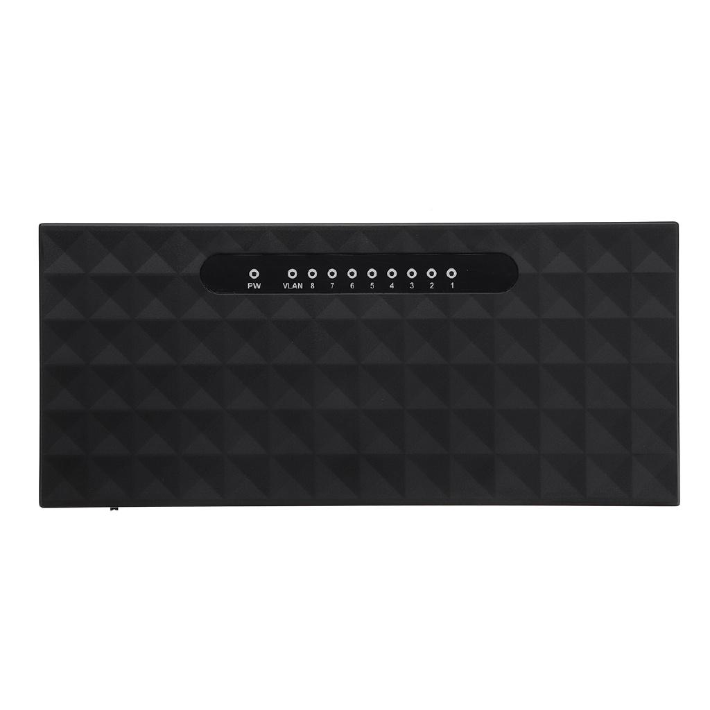 5V 10/100Mbps 8 Ports Gigabit Ethernet Network Switch Internet Hub with Power Adapter for TV Computer Games Black