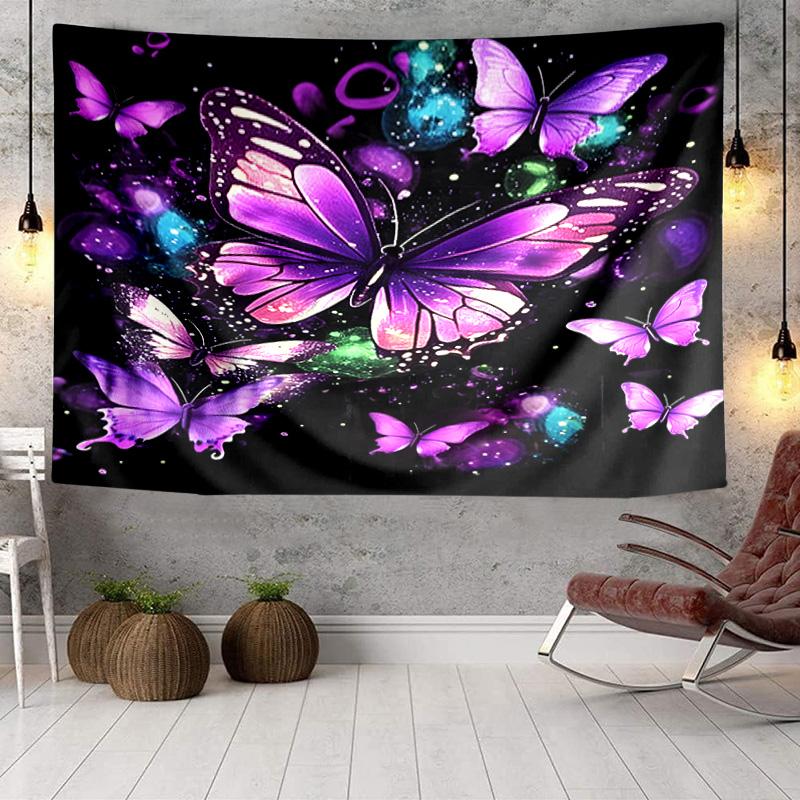 Purple Butterfly Dreams Tapestry, Unique Design Tapestry, Wall Decor for Bedroom,Livingroom, Playroom,Heartwarming Fan Holiday Gifts