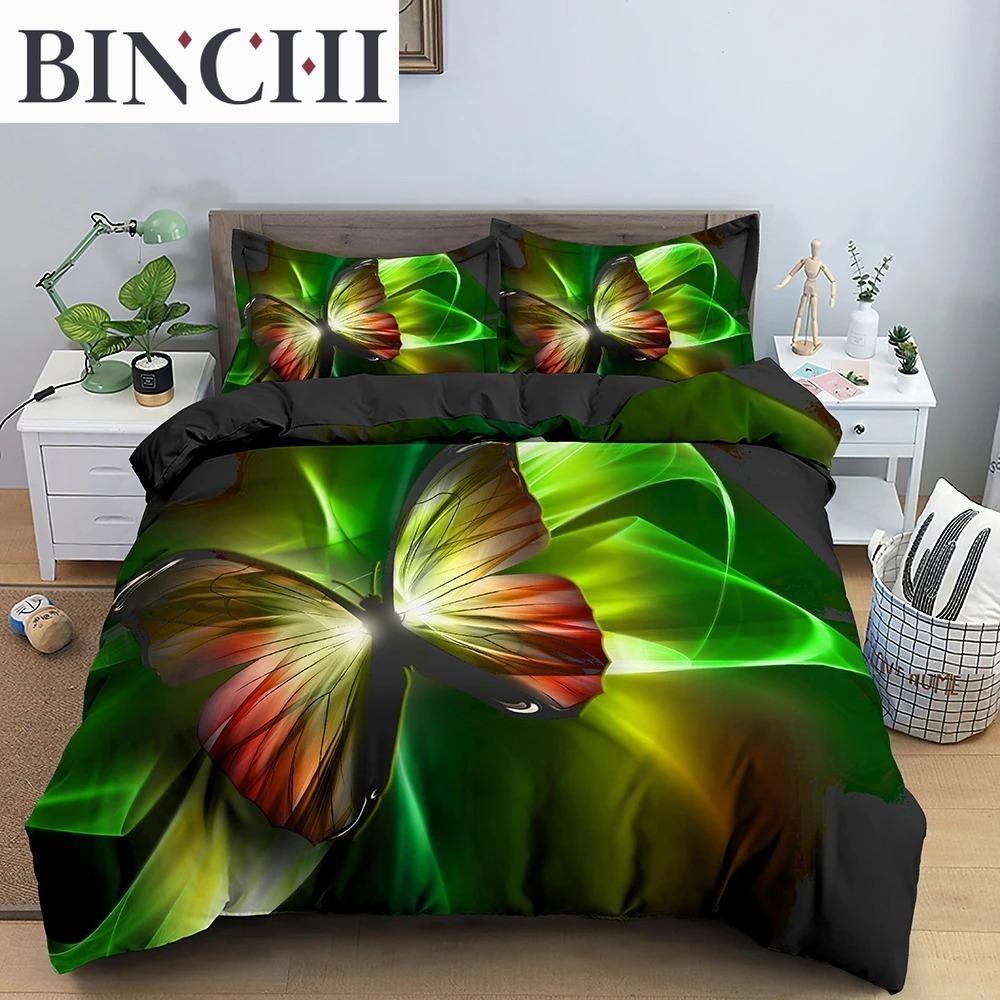 Butterfly Duvet Cover King Queen Size Animal Floral Bedding Set for Teens Adults Beautiful Flower 23pcs Polyester Quilt Cover