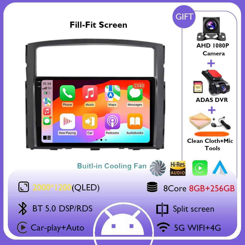 9" For Mitsubishi Pajero 4 V80 V90 2006 - 2014 Android 14 Car Radio Stereo Wireless Carplay Auto Multimedia Player GPS 4G+WIFI