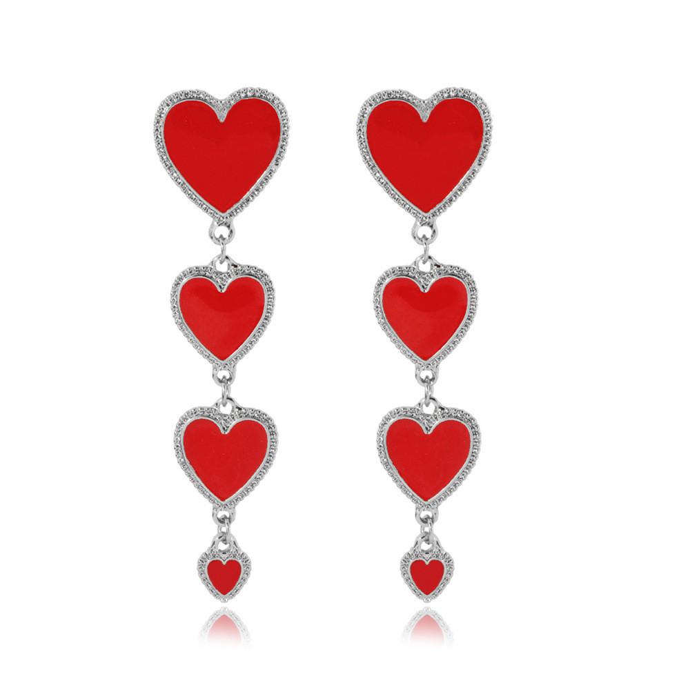 Elegant Heart-shaped Tassel Earrings Fashionable Alloy Dangle Earrings For Women