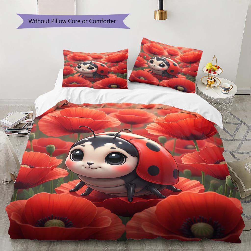 Pościel z wzorem kreskówkowym Zestaw kołdry Poszewka na kołdrę Poszewka na poduszkę Dekoracja domu Prezent urodzinowy (1 * poszwa na kołdrę + 2 * poszewki na poduszki, bez rdzenia)