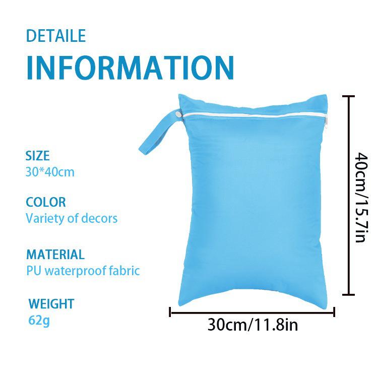 Waterproof Baby Diaper Wet Bag 30x40cm - Large Capacity Stroller Hanging Storage Bag