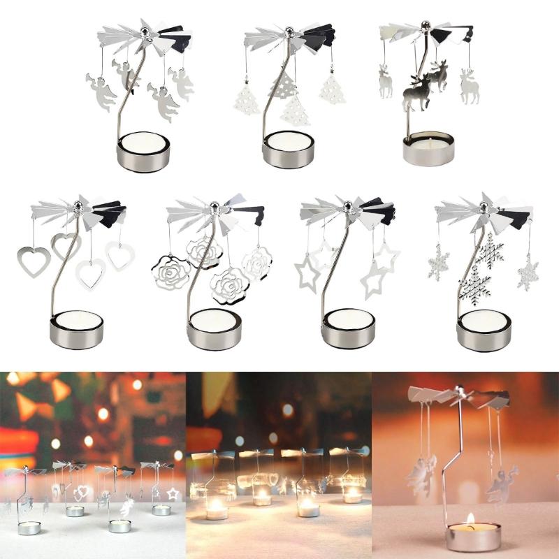 Metal Creative Candle Holder Rotating Candlestick Gift for Women Wife Children