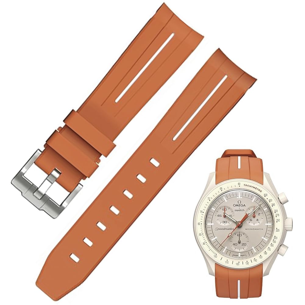 Sibehill 22mm Replacement Silicone Watch Band for Blancpain X Swatch with Bioceramic Scuba Fifty (Compatible Fathoms)