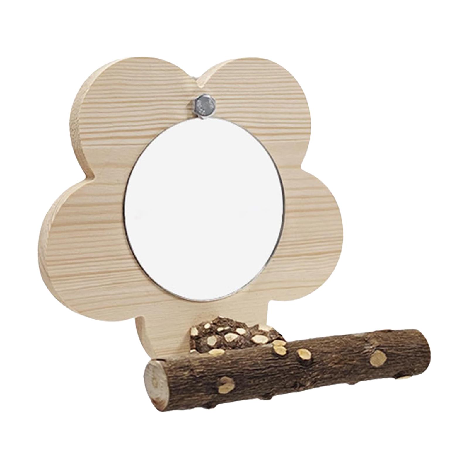 Flower Bird Cage Perch Mirror Bird Cage Hanging Perch Toys with Mirror for Cockatiels Parakeet Small Birds