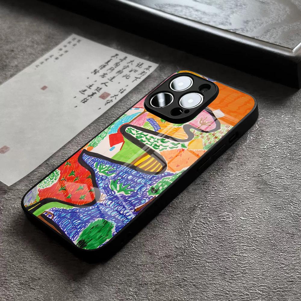

Чехол для телефона с принтами картин Дэвида Хокни для IPhone 17 16 Pro Max 15 Plus 14 Pro 12 11 13 Mini X XR XS Max SE Стеклянная крышка iPhone11 ProMax