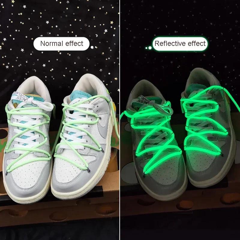 1Pair Luminous Shoelaces Fluorescent Shoelace Kids Adult Sneakers Boots Round Laces Shoes Accessories 80/100/120/140/160/180cm