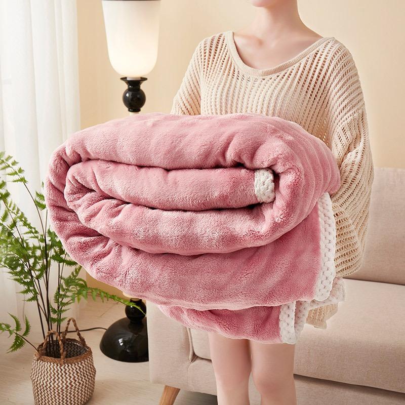 Winter Milk Fluff Blanket Office Sofa Nap Leisure Blanket Solid Color Bubble Fluff Blanket Thickened Warm Cover Blanket
