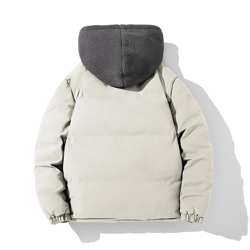New Year's New Fake Two-piece Cotton Coat Men's Trendy Loose Thickened Polar Fleece Hooded Bread Coat Simple Cotton Jacket