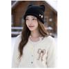 Japanese Sweet Style Cat Ear Button Beanie Knit Hat For Autumn Winter