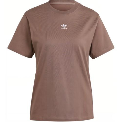 adidas Originals Round Neck Logo Print Short Sleeve T-Shirt XS коричневый