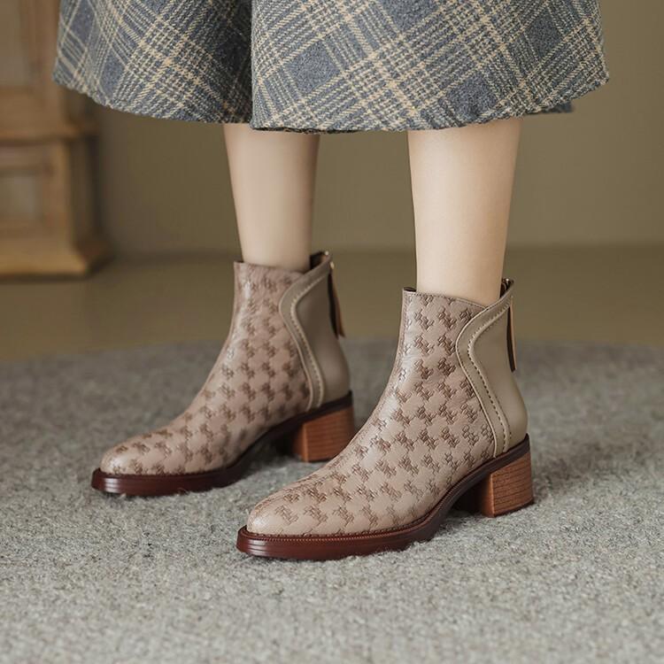 Stivali da Donna Autunno 2026 Comodi Antiscivolo Stivaletti da Esterno con Zip Tacco Medio alla Moda Casual Stivaletti Corti Botas Mujer