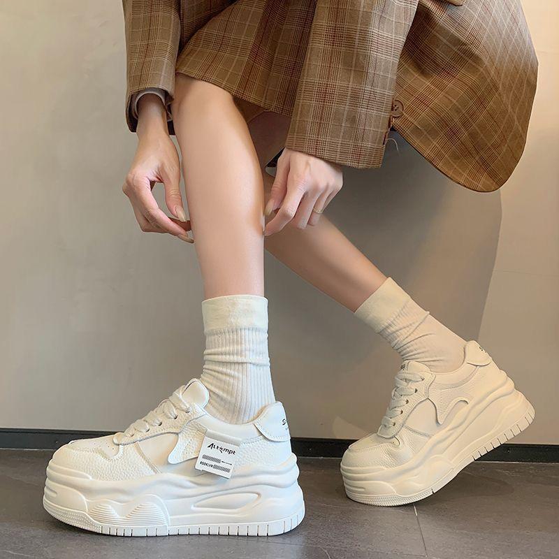 Height-increasing little white shoes women's muffin board shoes trendy versatile small casual shoes classic panda sneakers