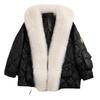 New Navy collar fur imitation fox hair long down cotton jacket women's winter tide