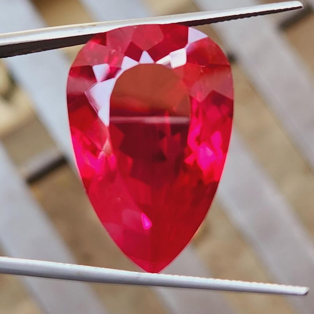 46 Ct Natural Mozambique Rich Red Ruby Pear Shape Certified Loose Gemstone