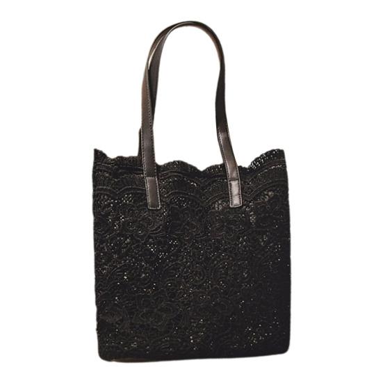 

Удивительная кружевная сумка-тоут в форме ведра, многоразовое украшение чёрный