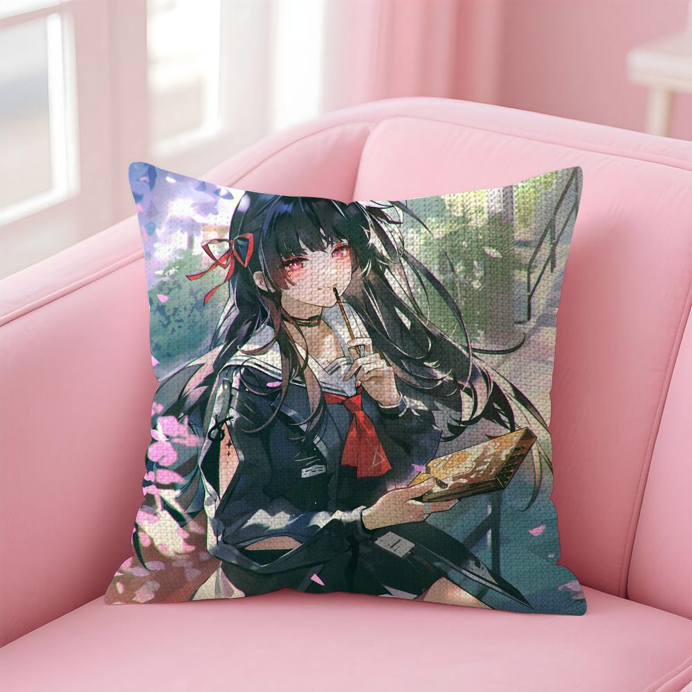 Game Wuthering Waves Chisa Cushion Cover Natural Linen Pillow Case Double-Sided Print Decorative Sofa Pillowcase Home Decor Gift