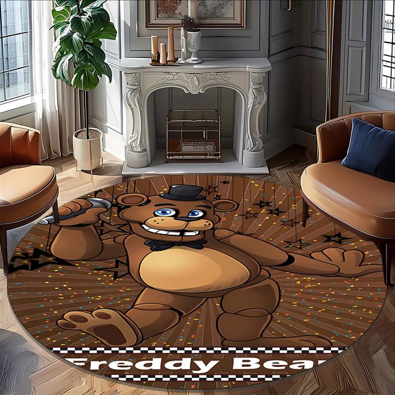 1pc Freddy Bear1 Print Round Carpet Chair Round Carpet Suitable for Bedroom Living Room Home Decorative Carpet