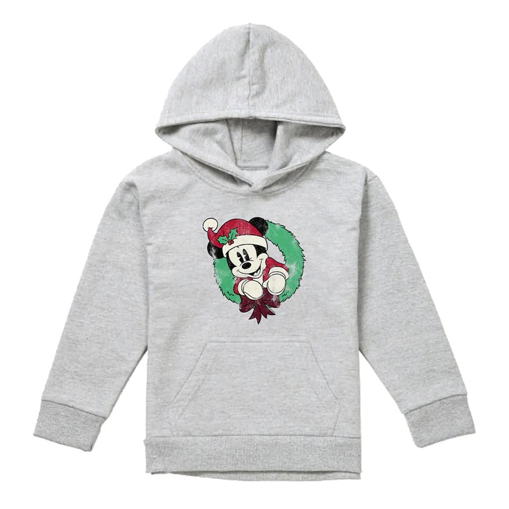 Mickey Mouse Childrens/Kids Wreath Heather Christmas Hoodie